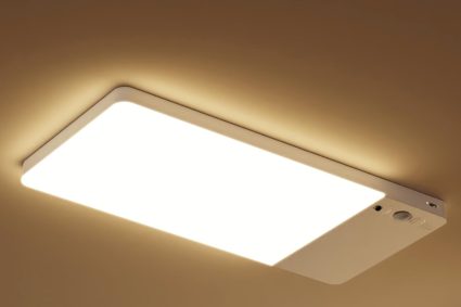 FULEN Lampe de Plafond à Détecteur de Mouvement Rechargeable – Version Améliorée, Éclairage de Placard avec Batterie 12000mAh, LED Plafonnier Sans fil, pour Salle de Bain, Cellier, Garage,Télécommande