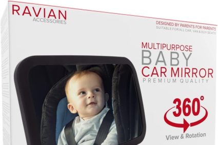 Rétroviseur de voiture pour siège arrière pour bébé avec vue arrière, incassable, réglable pour voir face à l&rsquo;arrière pour nourrissons, enfants et animaux domestiques