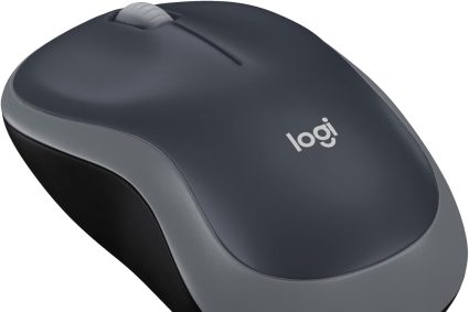Logitech M185 2.4GHz Wireless Mouse with Mini USB Receiver, 12 Months Battery Life, 1000 DPI Sensor Resolution, Ambidextrous, Compatible with PC, Mac, Laptop – Grey/Black