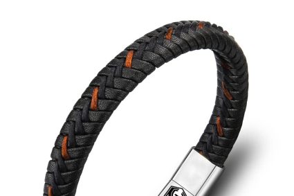 Handmade Bracelet cuir Homme, Bracelet Homme, Bracelets pour Homme, cuir Tressé et Fermoir Aimanté Acier Ioxydable