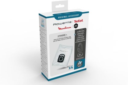 Rowenta Lot de 4 sacs Hygiène+, Compatibles avec les aspirateurs traineau Compact Power, Power XXL, Silence Force, X-Trem Power ZR200520 Blanc