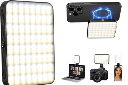 128 LED Rechargeable Portable Selfie Light Vidéo Conference Eclairage avec Clip et Adaptateur Trépied Appareil Photo Caméra 3 Modes d&rsquo;Éclairage pour Ordinateur Portable/Téléphone
