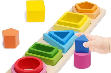 Jouet Montessori en Bois Puzzle à Empiler et de Tri Jouet Enfant 1 2 3 Ans, Apprendre Les Couleurs, Cadeau Éducatif pour Garçons et Filles