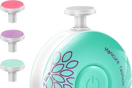 Brencco Lime à ongles électrique pour bébé avec six têtes de broyage interchangeables, faible bruit