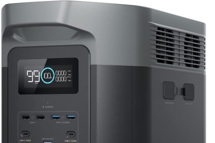 Station électrique portable EcoFlow DELTA 2 Max, capacité 2048Wh, batterie LFP 3 000 cycles, recharge rapide, puissance de sortie 3100 W, générateur solaire silencieux, pour la maison/camping/voyages