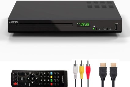 Lecteur DVD Blu Ray pour Téléviseur, LP-100 Lecteur CD Multizone Système PAL NTSC Intégré avec Sortie Coaxiale AV HDMI Entrée USB, Prend en charge le disque Blu-ray de la région 2