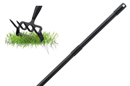 Houe de Jardin avec Râteau, Serfouette Binette Trident de Jardin pour Labourer et Désherber Le Sol, Cultivateur de Jardinage Manuel, Largeur 157cm Réglable