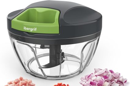 Ibergrif M501 Hachoir Manuel, Coupe Mixeur Oignon Manuel Polyvalent, Sans BPA, Facile à Nettoyer, Utilisation Silencieuse, Hachoir Oignon Fines Herbes pour Légumes Viande Noix