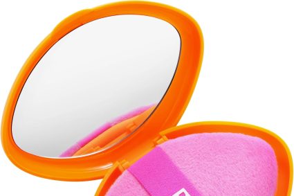 Real Techniques Miracle 2-In-1 Powder Puff + Travel Case, Dual-Sided Makeup Blending Puff, Elastic Band, Precision Makeup Sponge & Powder Puff, For Liquid, Cream & Powders, Travel Case, 2 Count