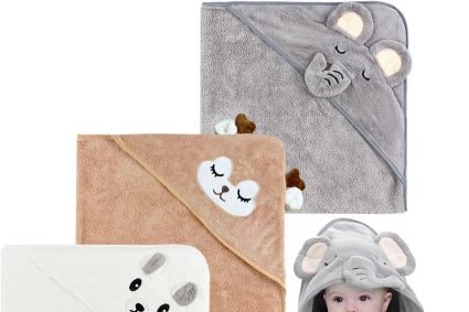 Serviette Bebe, 3pcs Serviette Bebe Naissance, Super Absorbantes Serviettes et Sorties de Bain, Cape de Bain pour Piscine, à la Plage, Après la Douche ou Le Bain (80X80 cm)