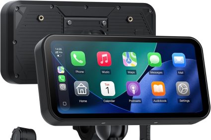 Écran Moto CarPlay 6 Pouces A622, CarPlay et Android Auto sans Fil, Écran Tactile Étanche IP67, TPMS, Double Bluetooth, GPS, Alimentation USB/ACC, Compatible avec Toutes Les Motos