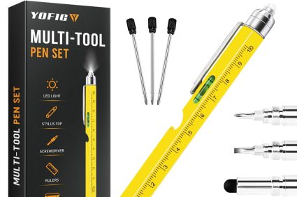 YOFIG Cadeau Homme, Cadeau Fete des Peres, Stylo Multifonction 9 en 1, Idee cadeaux Homme Original, Gadget Insolite Utile Stylo Personnalisé, cadeaux Fête des Pères