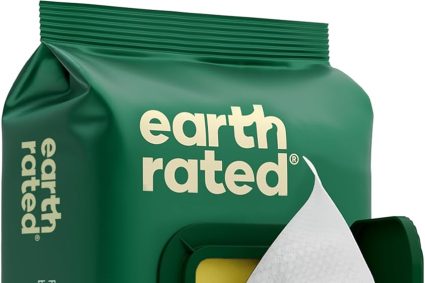 Earth Rated Lingettes hypoallergéniques pour Chiens, nettoyantes et Anti-odeurs, pour Pattes, Corps et arrière-Train, parfaites pour Chiots et Chiens Adultes, Parfum Lavande, 100 lingettes