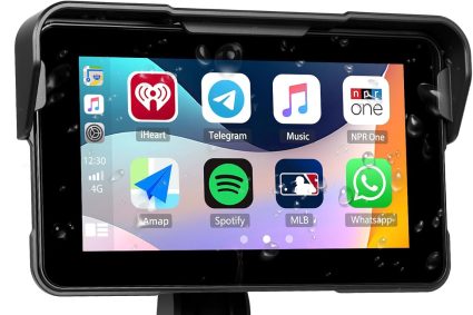 CAMECHO [sans Fil] Écran Moto 5 Pouces IPS HD sans Fil CarPlay & Android Auto Wireless, GPS, Nav, IP68, Bluetooth Moniteur Universel avec Réglage EQ pour Motos