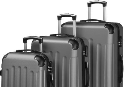 LALAHO Set de 3 Valises de Voyage, Valise Grande Taille, Valise Cabine, Petite Valise, ABS avec Coins Renforcés, roulettes Pivotantes 360°, Cadenas et Poignée Télescopique (Gris foncé)