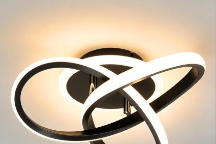 Plafonnier LED Moderne 21W, 3000K/4500K/6500K Lampe Plafond 2100lm CRI≥80, Luminaire Plafonnier pour Salon, Chambre, Bureau, Cuisine et Couloir avec Fonction Mémoire Noir