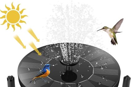 Jsdoin Fontaine Solaire Exterieure de Jardin, Pompe avec 7 Buses Abreuvoir Oiseaux Exterieur, Bains d&rsquo;oiseaux, Etangs,Patio,Décoration de Jardin