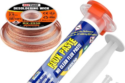 10cc/10mL Syringe Flux Solder Paste with 2.5mm 3 Meter Desoldering Braids for PCB/IC/BGA/SMD Electronic Soldering Repair