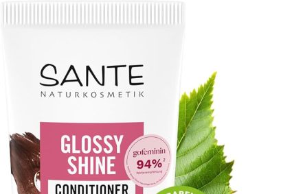 Sante Naturkosmetik Glossy Shine Après-shampoing à l&rsquo;extrait de feuille de bouleau bio – Après-shampoing végétalien pour des cheveux brillants et souples – Formule de soin douce au parfum de noix de