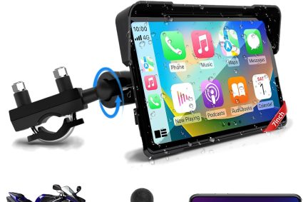 Jansite 7 Inch Portable CarPlay Motorcycle Android Auto Motorcycle Screen Car Play GPS Motorcycle IP67 Waterproof Touch Screen, Audio Bluetooth/Siri/Google/Navi