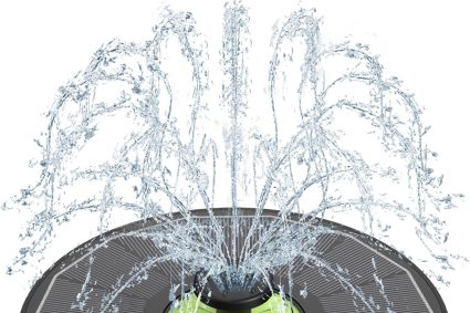 SZMP Fontaine Solaire Extérieur, 3.5W Flottante Pompe Bassin Solaire, Fontaine Solaire Verre avec 7 Buses & 4 Tiges Fixes pour Bain d&rsquo;oiseaux Aquarium Jardin (Noir)