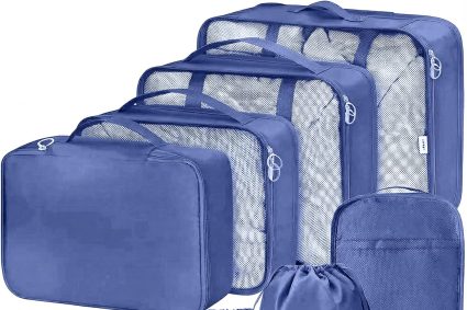 Organisateur Valise 8 Pièces,Organiseurs de Bagage pour Voyage,Packing Cubes de Voyages Pochette,Sacs Rangement de Valise Voyage Accessoires,pour Vêtements, Chaussures et Cosmétiques etc(Bleu Marine)