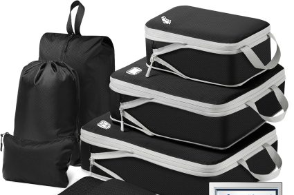 8 pièces Packing Cubes Compression, Organisateur Valise Organisateur de Voyage Rangement Valise Bagage Sac Compression pour Sac à Dos