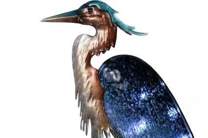 TERESA&rsquo;S COLLECTIONS Solar Outdoor Garden Light, Garden Decoration Outdoor Heron 99 cm, Bird Figure on Stand LED Solar Light for Floor Lamp, Waterproof Metal Glass, Gifts for Mother (M)
