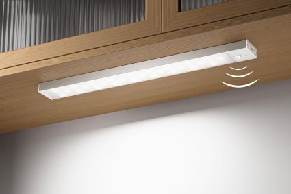 OUILA 23cm Dimmable Lampe de Placard Détecteur de Mouvement, 3000K/4000K/6500K Diminuable Lumiere Placard Led Rechargeable USB Sans Fil Magnetique Eclairage Led pour Armoire Cuisine Placard Veilleuse