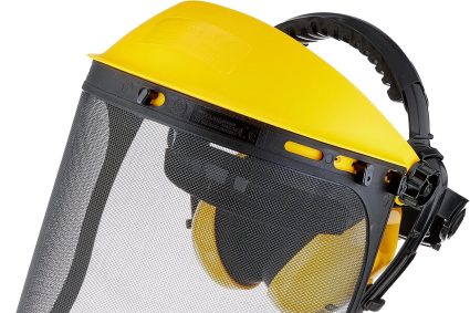 Protection combinée Oregon : serre-tête, protège-oreilles antibruit et visière en maille acier, écran facial réglable, pour travaux forestiers, jardinage, bricolage, taille unique