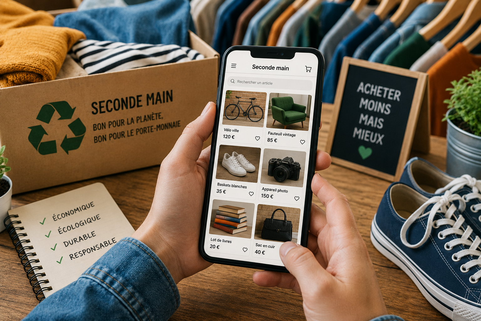 économie, seconde main, occasion, économie circulaire, consommation, reconditionné, pouvoir d'achat, commerce, recyclage, marché de l'occasion, France, consommateurs